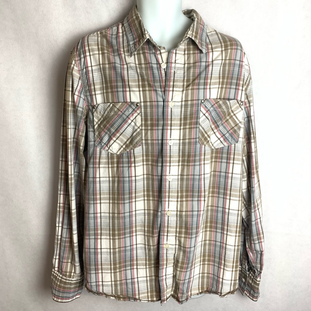 Aeropostale Brown Plaid Button Down Shirt XL